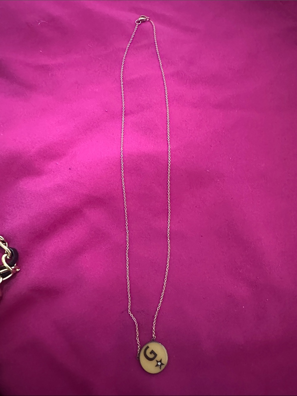 Gold-Tone 'G' Circle Pendant Necklace with Star Accent - Women Jewelry rose gold
